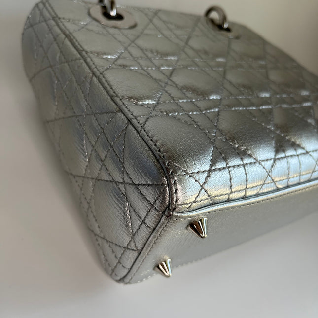 Sold  Lady Dior ABCdior Small Silver Cannage Lambskin Handbag