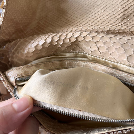 Sold Fendi Baguette in Gold sequins and python leather