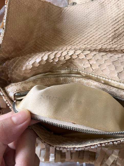 Sold Fendi Baguette in Gold sequins and python leather