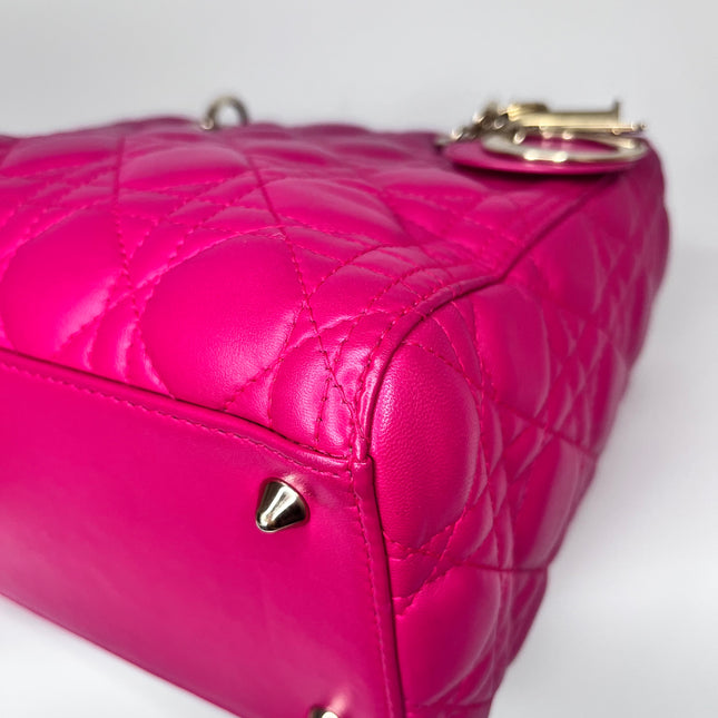 Sold Lady Dior Medium Bag Fuchsia Cannage Leather