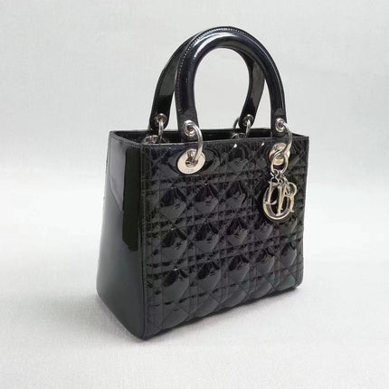 Sold Lady Dior Medium Bag Black Patent Leather