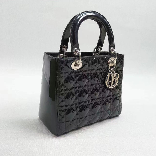 Sold Lady Dior Medium Bag Black Patent Leather