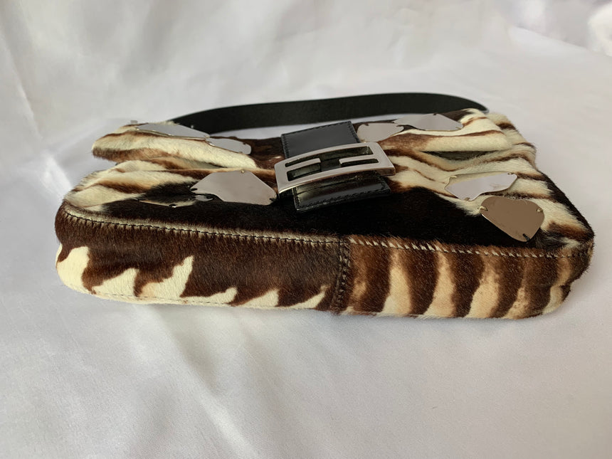 Sold Fendi Baguette Shoulderbag Ponyhair calfskin with metal plates