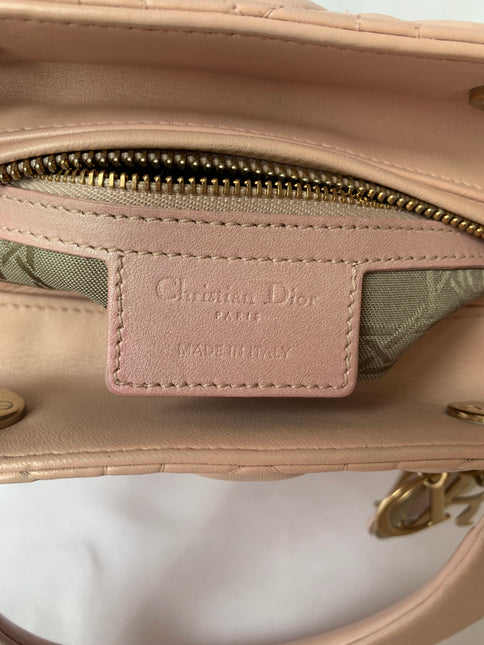 Sold Lady Dior Pink Cannage Leather Medium