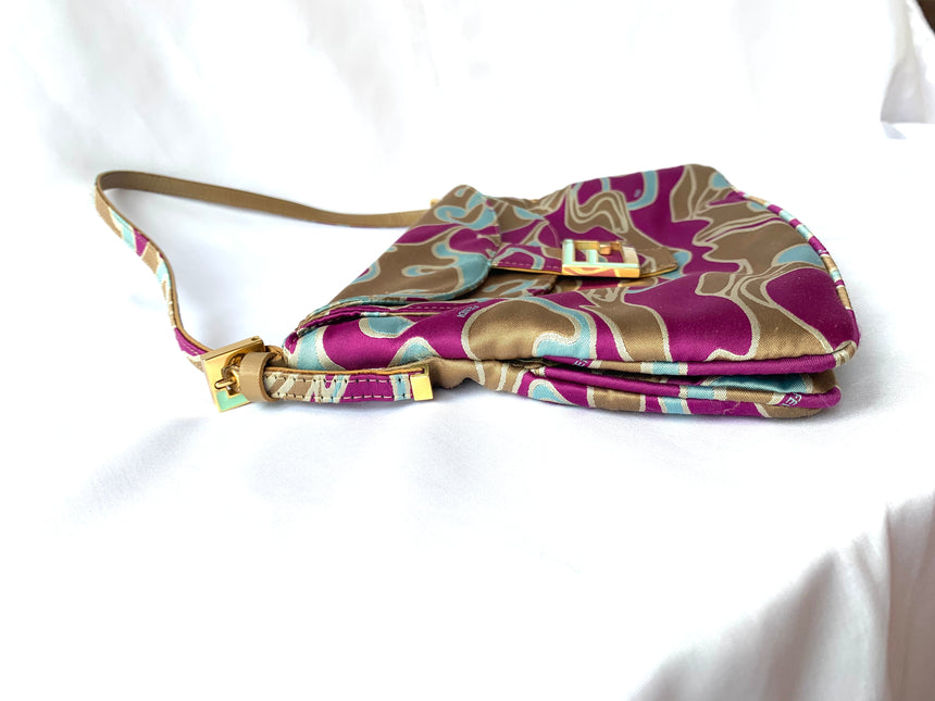 Sold FENDI Baguette Multicolor Silk with Psychedelic prints