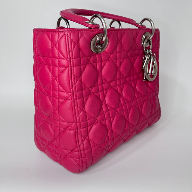 Sold Lady Dior Bag Medium Hot Pink Fuchsia Cannage Leather