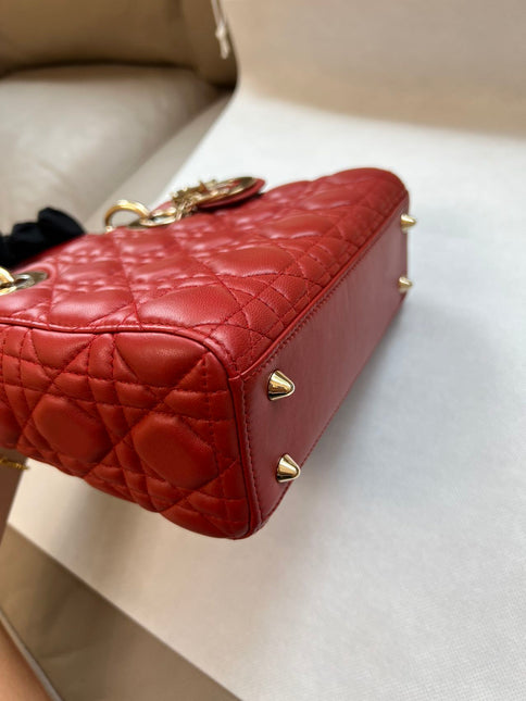 Sold Lady Dior Small My Abcdior Red Lambskin Cannage Leather