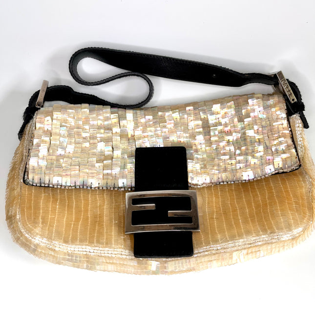 Sold Fendi Baguette in Cream Gold sequins