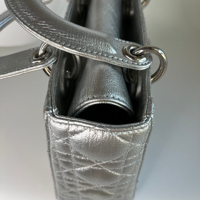 Sold  Lady Dior ABCdior Small Silver Cannage Lambskin Handbag