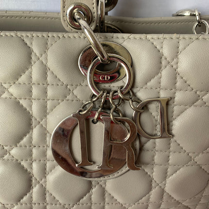 Sold Lady Dior Large Grey Leather handbag with strap