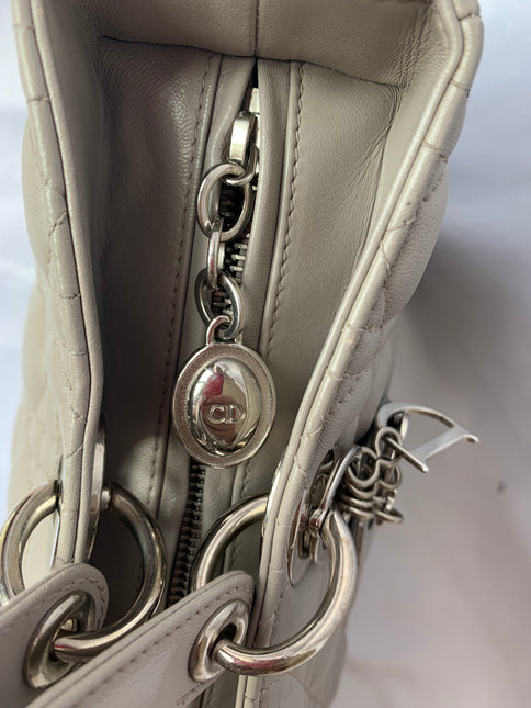 Sold Lady Dior Large Grey Leather handbag with strap