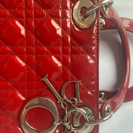 Sold Lady Dior Medium Bag Red Patent Leather