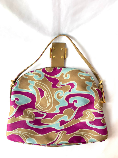 Sold FENDI Baguette Multicolor Silk with Psychedelic prints