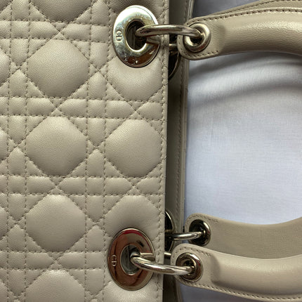 Sold Lady Dior Large Grey Leather handbag with strap