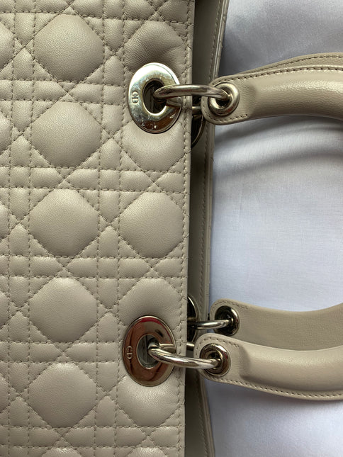 Sold Lady Dior Large Grey Leather handbag with strap