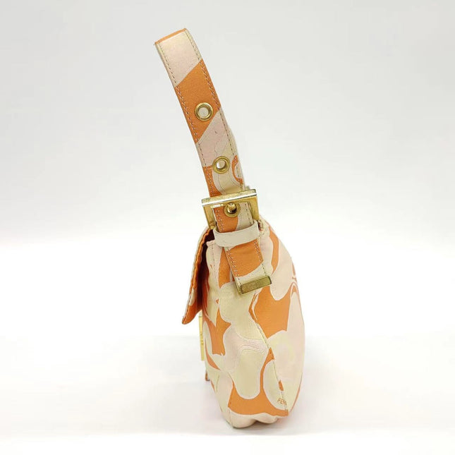 Sold FENDI Baguette Orange Multicolor Silk with Psychedelic prints