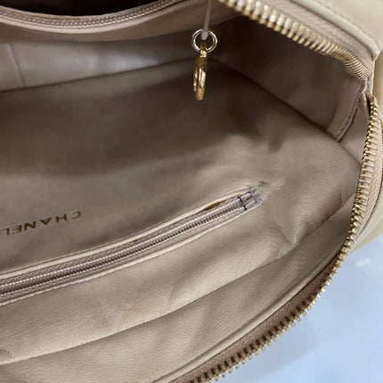Chanel Camera Bag Beige with gold chains