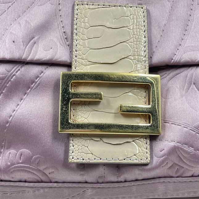 FENDI Baguette Purple Silk with embossed pattern