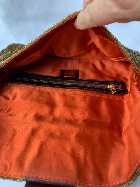 Sold Fendi Baguette Golden Brown beads Glitter