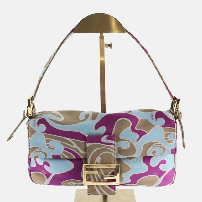 FENDI Baguette Multicolor Purple Fabric with Psychedelic prints-Luxbags