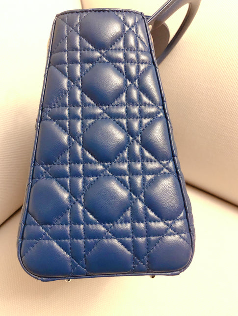 Sold Lady Dior Medium Navy Blue Cannage Lambskin Leather