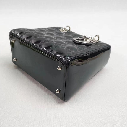 Sold Lady Dior Medium Bag Black Patent Leather