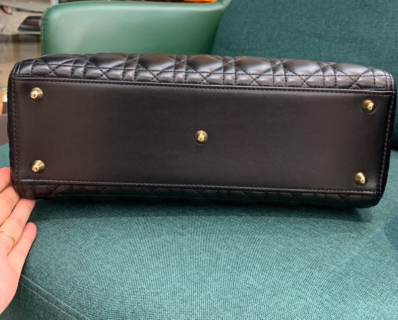 Sold Lady Dior Large Bag Black Cannage Lambskin Leather with gold hardware