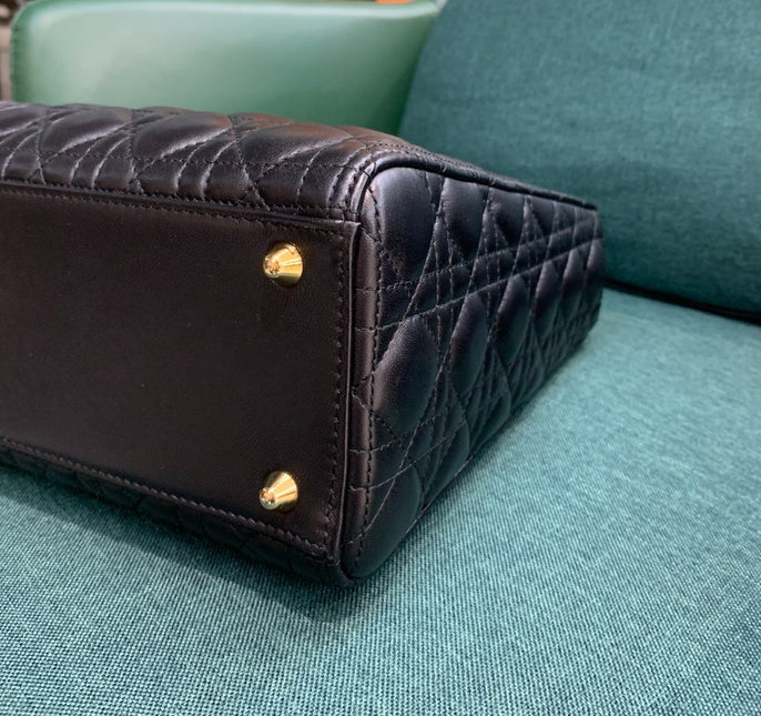 Sold Lady Dior Large Bag Black Cannage Lambskin Leather with gold hardware