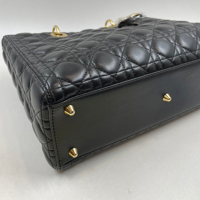 Sold Lady Dior Large Bag Black Cannage Lambskin Leather with gold hardware
