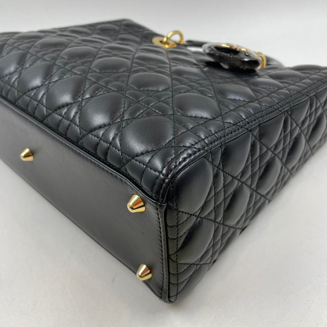 Sold Lady Dior Large Bag Black Cannage Lambskin Leather with gold hardware