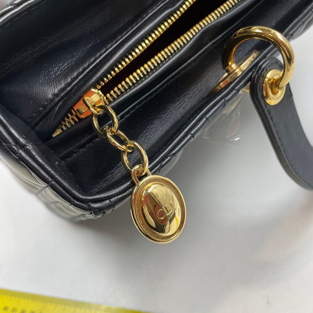 Sold Lady Dior Large Bag Black Cannage Lambskin Leather with gold hardware