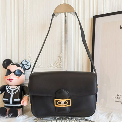 Sold CELINE Crecy Vintage Classic Flap Black Box Leather crossbody bag