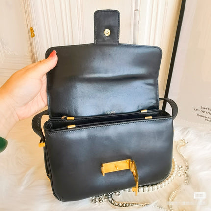 Sold CELINE Crecy Vintage Classic Flap Black Box Leather crossbody bag