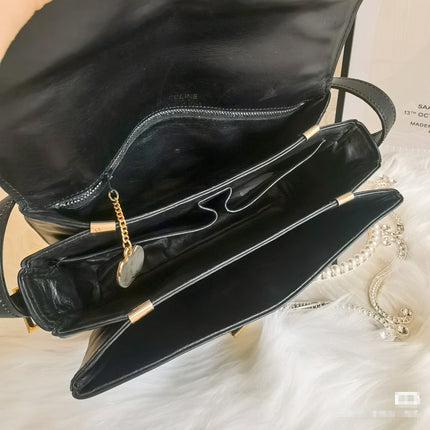 Sold CELINE Crecy Vintage Classic Flap Black Box Leather crossbody bag