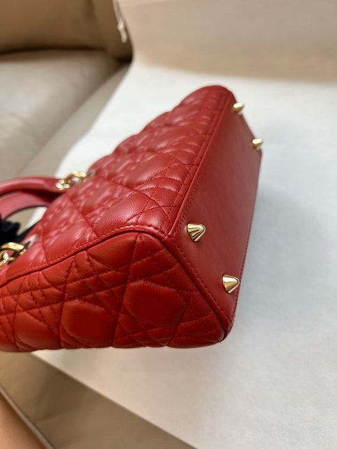 Sold Lady Dior Small My Abcdior Red Lambskin Cannage Leather