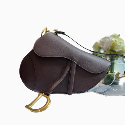 Sold Dior Saddle Maroon Medium Grained Leather Handbag with Strap-Luxbags