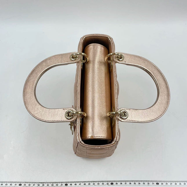 Lady Dior ABCdior Small Pink Irediscent and Metallic Cannage Lambskin Handbag