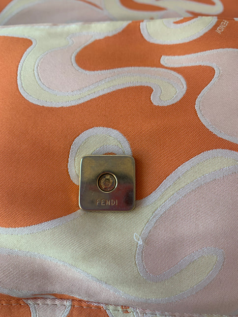 Sold FENDI Baguette Orange Multicolor Silk with Psychedelic prints