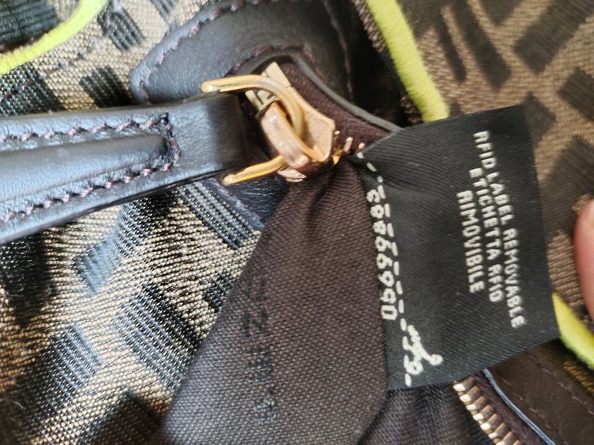 Sold FENDI Baguette Zucca Print canvas with Neon trimming