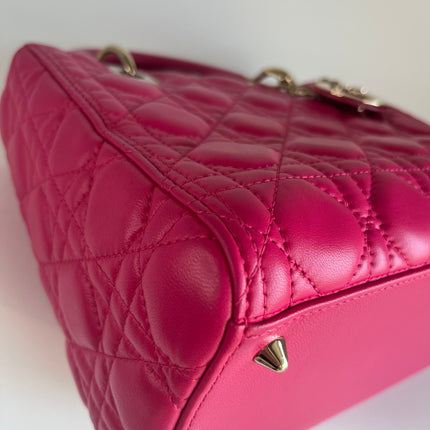 Sold Lady Dior Hot Pink Fuchsia Cannage Leather Medium