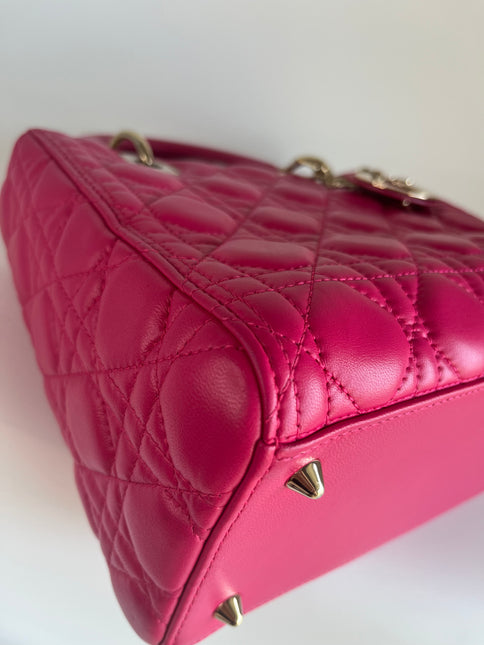 Sold Lady Dior Hot Pink Fuchsia Cannage Leather Medium