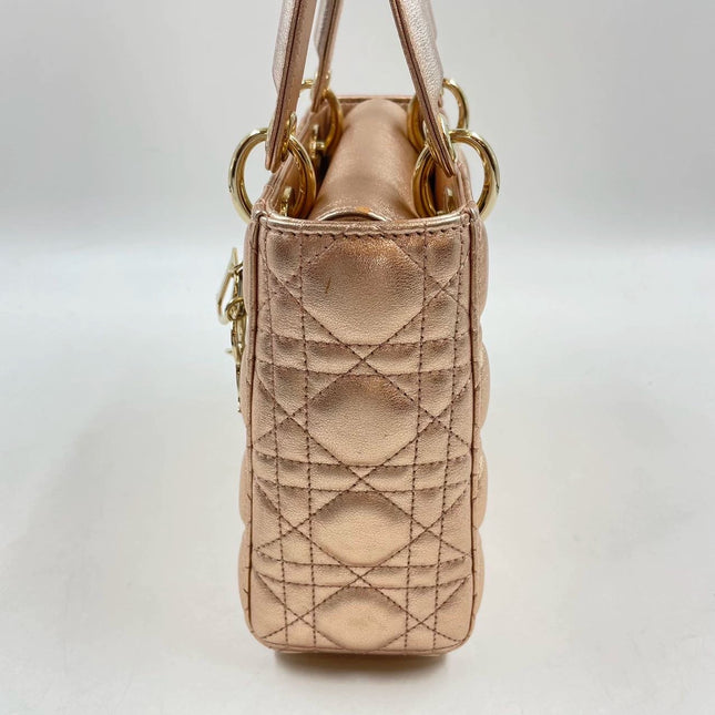 Lady Dior ABCdior Small Pink Irediscent and Metallic Cannage Lambskin Handbag