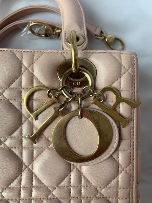 Sold Lady Dior Pink Cannage Leather Medium