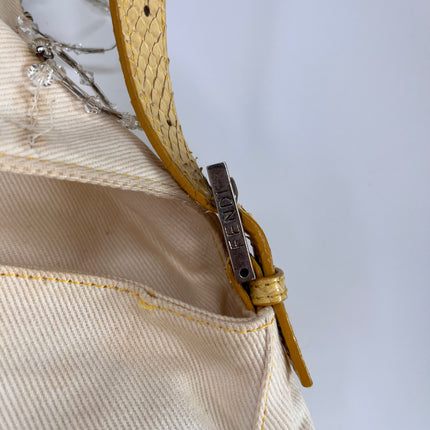 FENDI Baguette Cream canvas with Beads