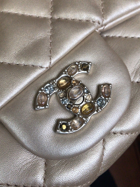Sold Chanel Timeless/ Classic Flap Medium Gold Gem CC Turn lock