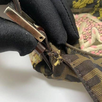 Sold FENDI Baguette Zucca Print with Flower Embroidery