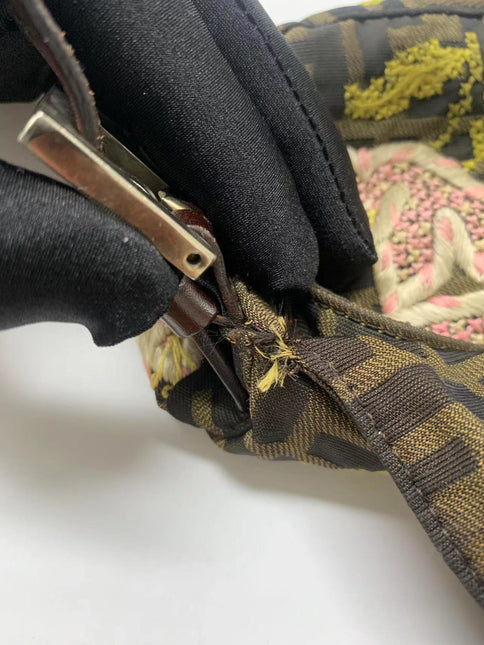 Sold FENDI Baguette Zucca Print with Flower Embroidery