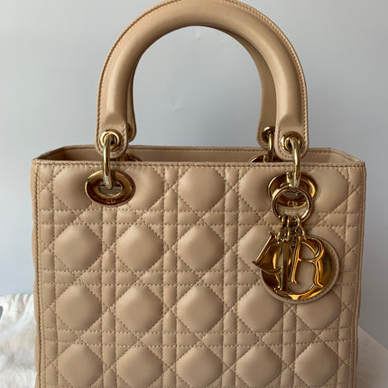 Sold Lady Dior Medium Bag Pink Cannage Leather