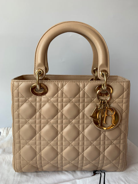 Sold Lady Dior Medium Bag Pink Cannage Leather