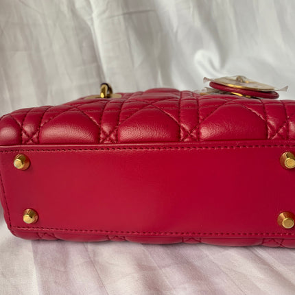 Sold Lady Dior Pink Mini handbag Cannage Leather with strap